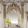 Bowery Hill Rectangular Wall Mirror with Scrollwork in Champagne Silver