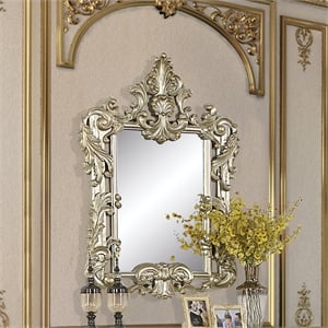 Bowery Hill Wall Mirror with Sculptural Scrollwork in Antique Gold