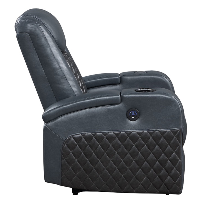 Bowery Hill Power Motion Recliner with Bluetooth Speakers in Blue and Black
