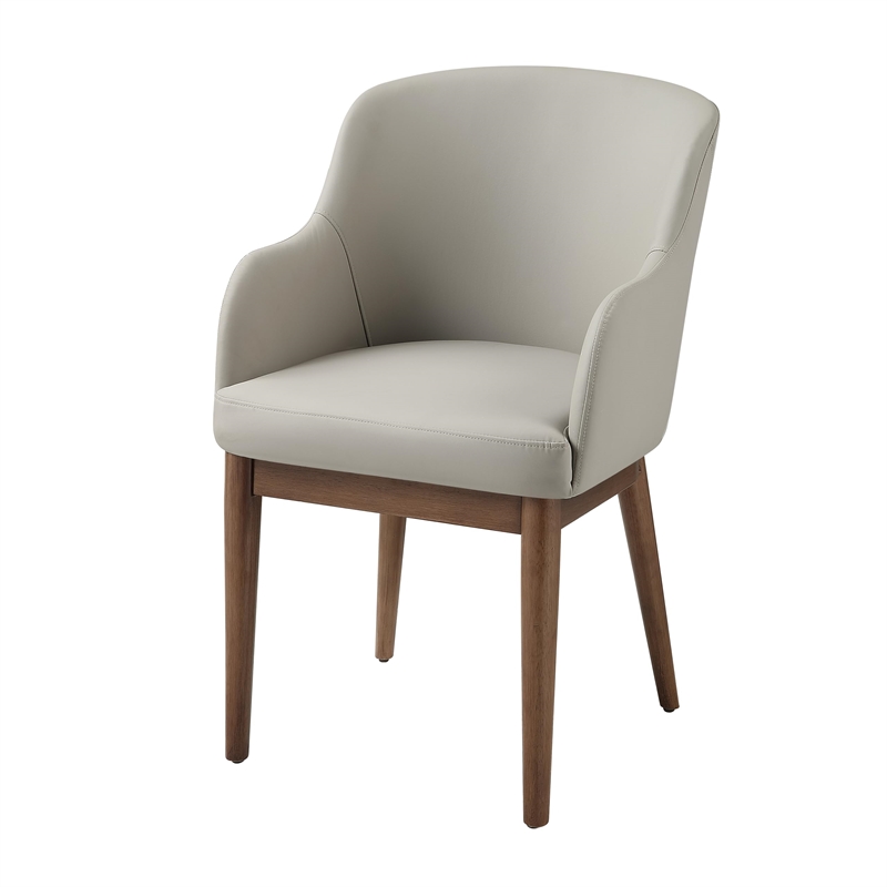 Bowery Hill Side Chair Set of 2 in Synthetic Leather and Walnut