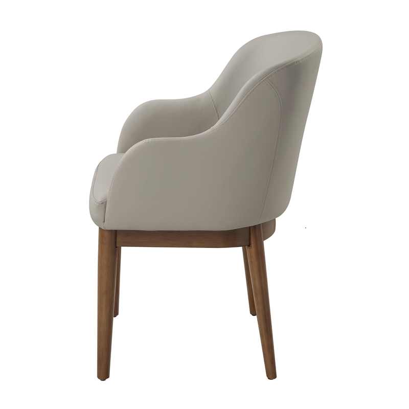 Bowery Hill Side Chair Set of 2 in Synthetic Leather and Walnut