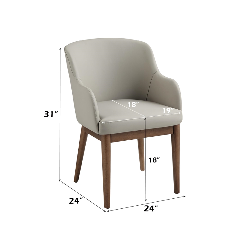 Bowery Hill Side Chair Set of 2 in Synthetic Leather and Walnut