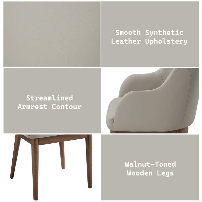 Bowery Hill Side Chair Set of 2 in Synthetic Leather and Walnut