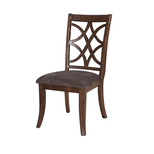 Bowery Hill Side Chair Set of 2 in Brown Microfiber and Dark Walnut