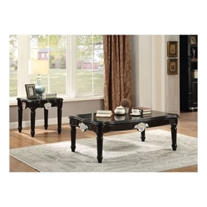 Bowery Hill Coffee Table with Scalloped Top and Carved Apron in Black