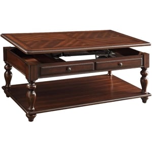 Bowery Hill Coffee Table with Lift Top and Bottom Shelf in Walnut