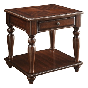 Bowery Hill Turned-Leg End Table with Drawer and Open Shelf in Walnut