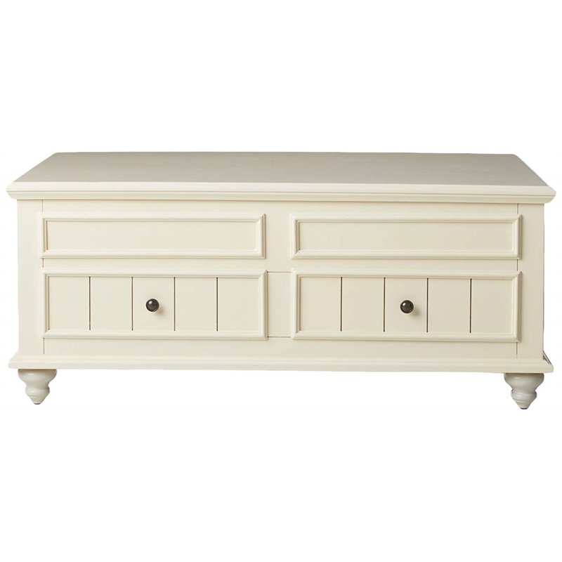 Bowery Hill Coffee Table with Lift Top and 2 Drawers in White Washed
