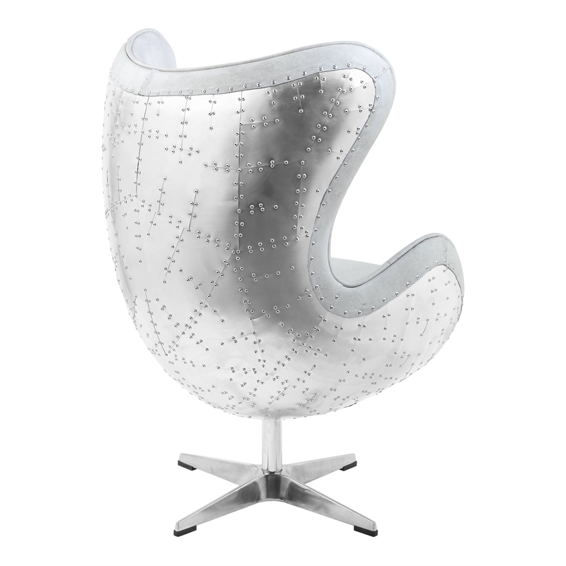 Bowery Hill Leather Upholstered Swivel Accent Chair with Aluminum Base
