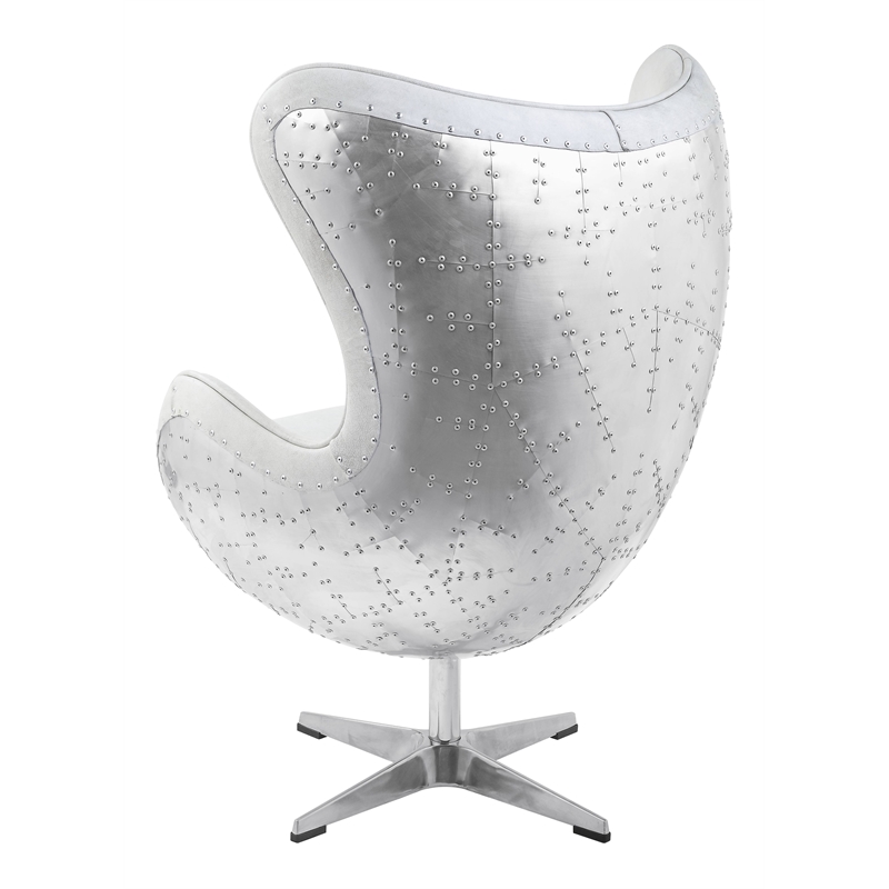 Bowery Hill Leather Upholstered Swivel Accent Chair with Aluminum Base