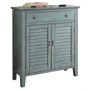 Bowery Hill 1-Drawer Wooden Console Table with 2 Doors in Antique Blue