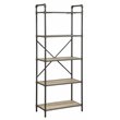Bowery Hill 5-Tier Rectangular Bookshelf in Antique Oak and Sandy Gray