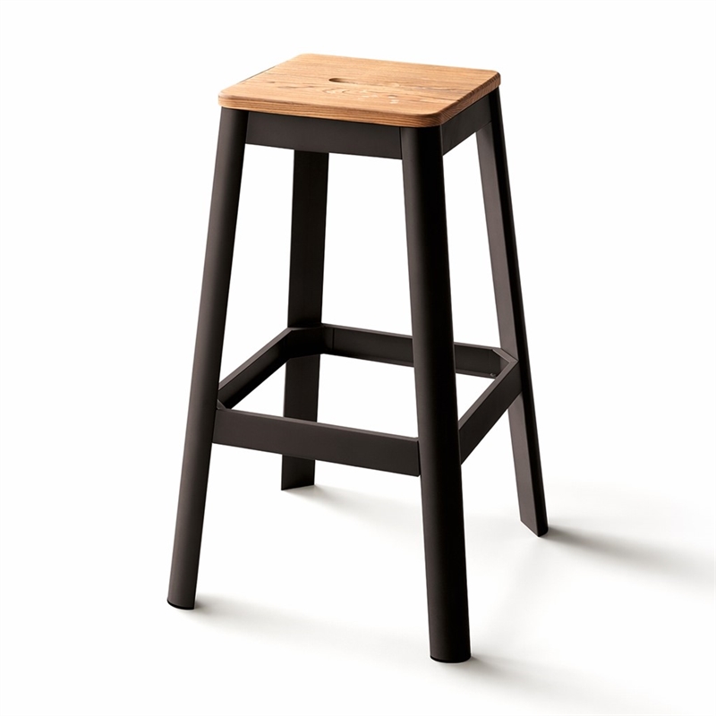 Bowery Hill Wood Bar Stool in Natural and Black