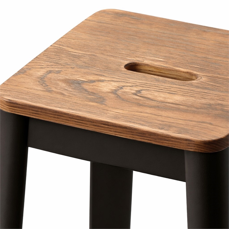 Bowery Hill Wood Bar Stool in Natural and Black