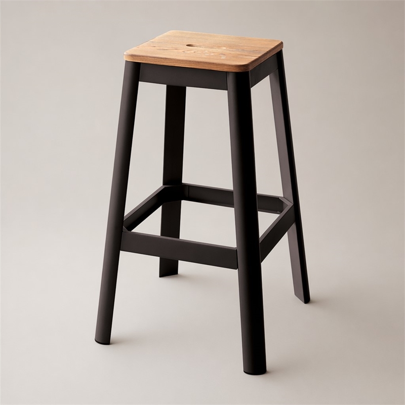 Bowery Hill Wood Bar Stool in Natural and Black