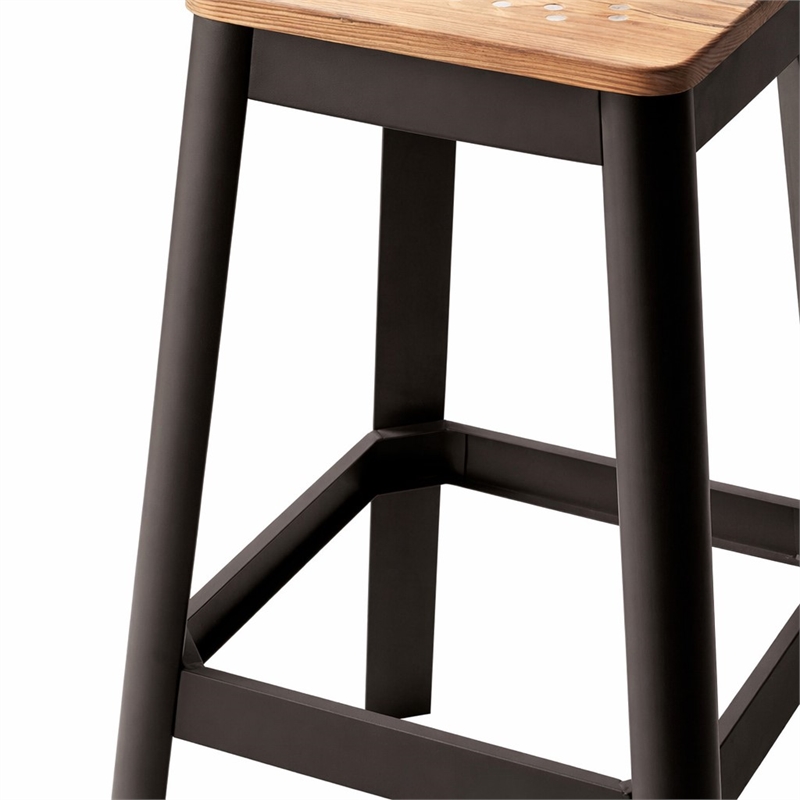 Bowery Hill Wood Bar Stool in Natural and Black