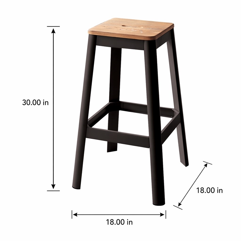 Bowery Hill Wood Bar Stool in Natural and Black