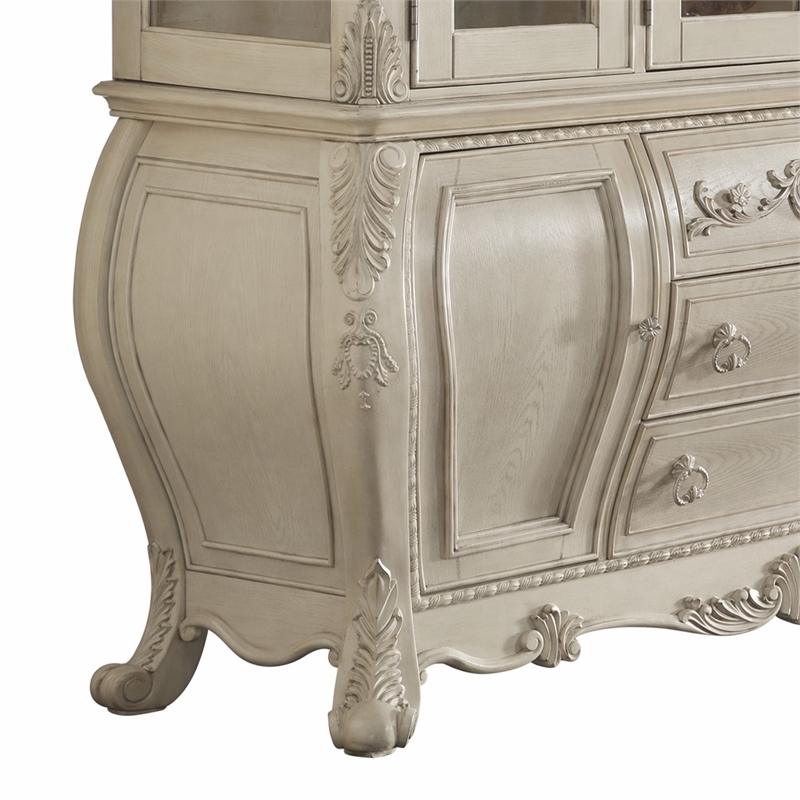 Bowery Hill China Cabinet in Glass and Antique White Finish