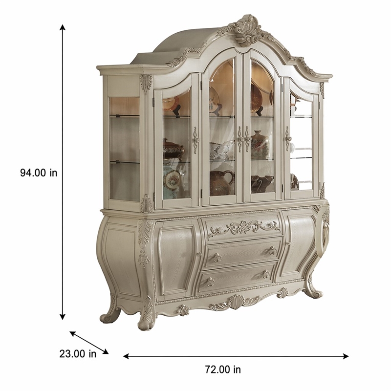 Bowery Hill China Cabinet in Glass and Antique White Finish