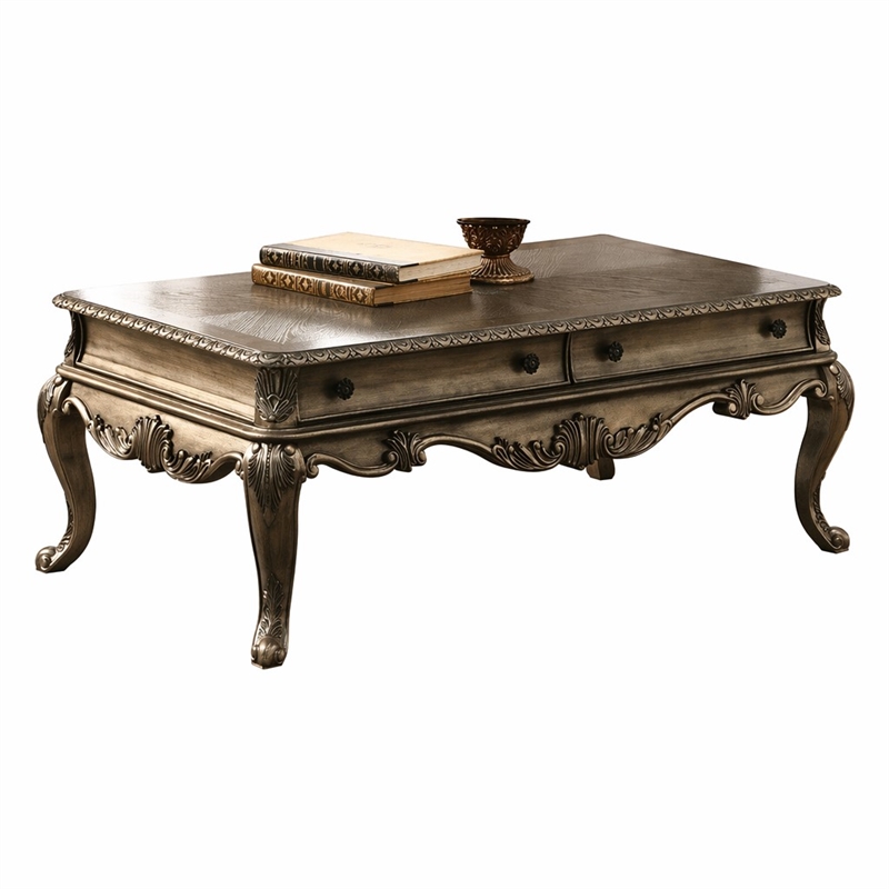 Bowery Hill 2-Drawer Coffee Table with Wood Top in Vintage Oak