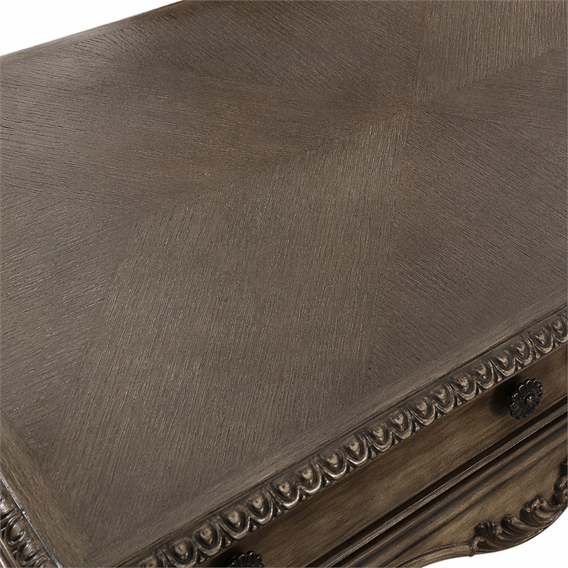 Bowery Hill 2-Drawer Coffee Table with Wood Top in Vintage Oak