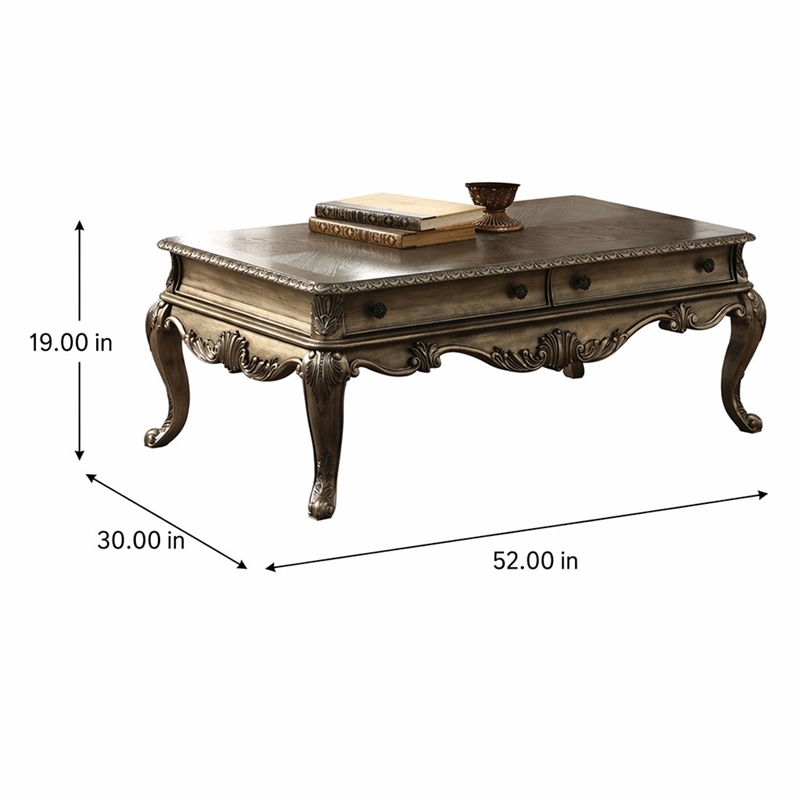 Bowery Hill 2-Drawer Coffee Table with Wood Top in Vintage Oak