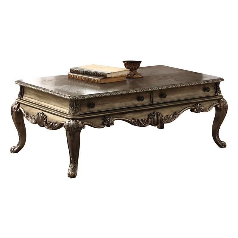 Bowery Hill 2-Drawer Coffee Table with Wood Top in Vintage Oak