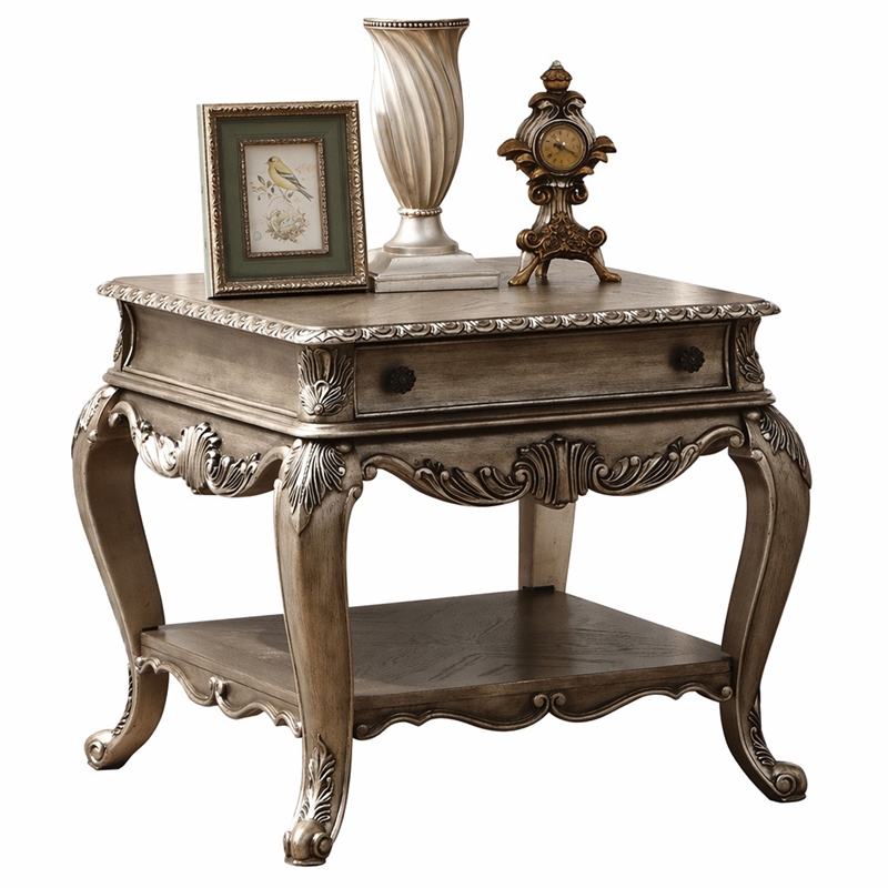 Bowery Hill End Table with Drawer and Shelf in Vintage Oak Finish