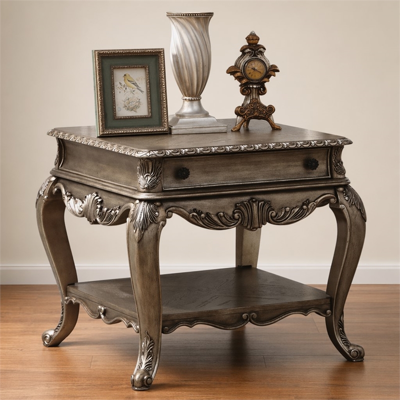 Bowery Hill End Table with Drawer and Shelf in Vintage Oak Finish