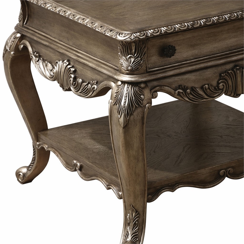 Bowery Hill End Table with Drawer and Shelf in Vintage Oak Finish