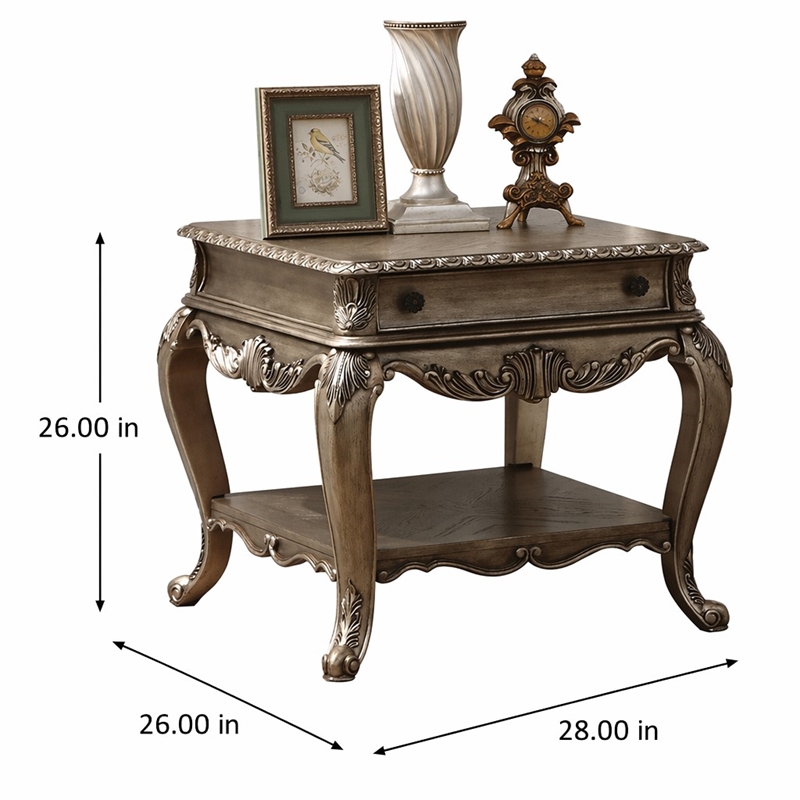 Bowery Hill End Table with Drawer and Shelf in Vintage Oak Finish