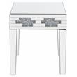 Bowery Hill Square Glass End Table with Mirrored Base and Faux Stones