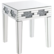 Bowery Hill Square Glass End Table with Mirrored Base and Faux Stones