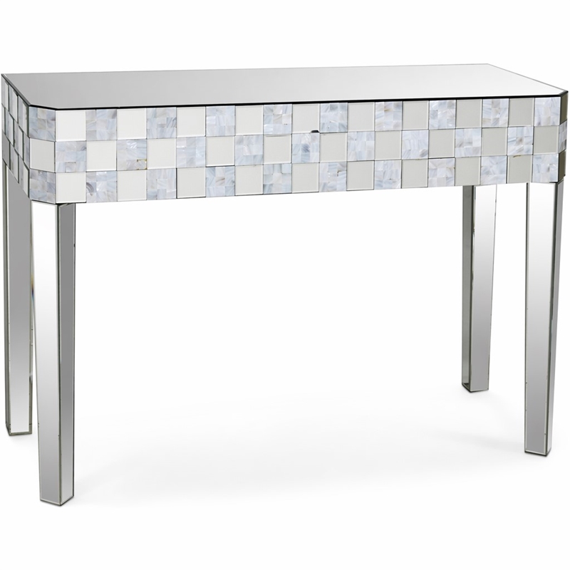 Bowery Hill Rectangular Console Table with Mirrored Finish and Tapered Legs