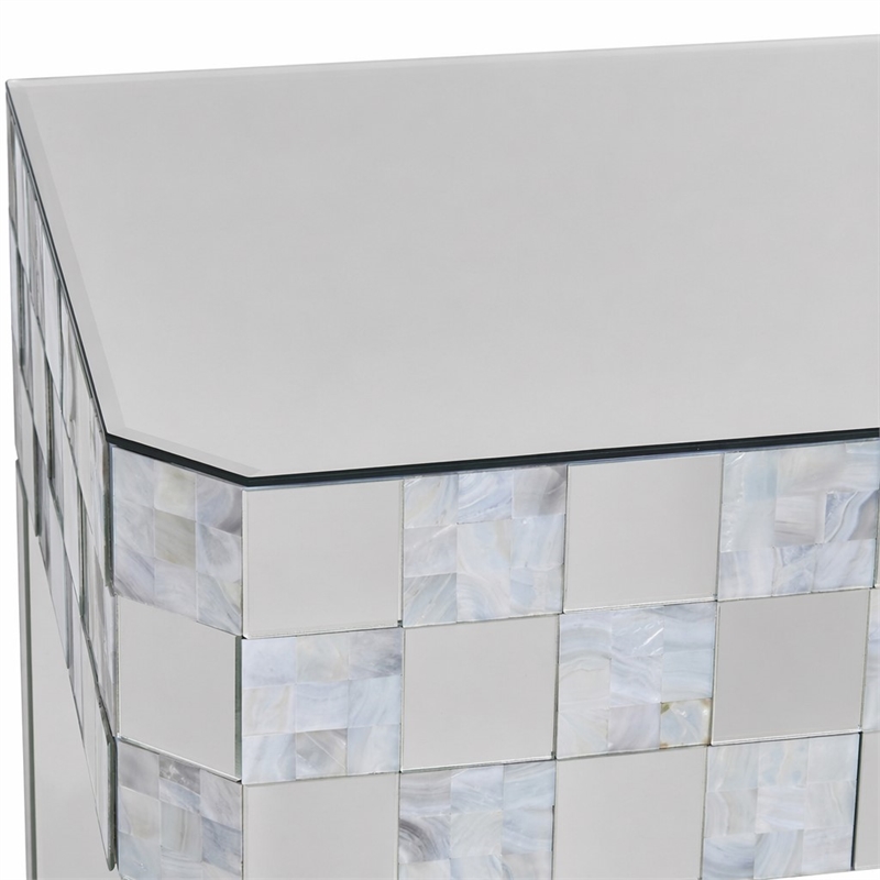 Bowery Hill Rectangular Console Table with Mirrored Finish and Tapered Legs