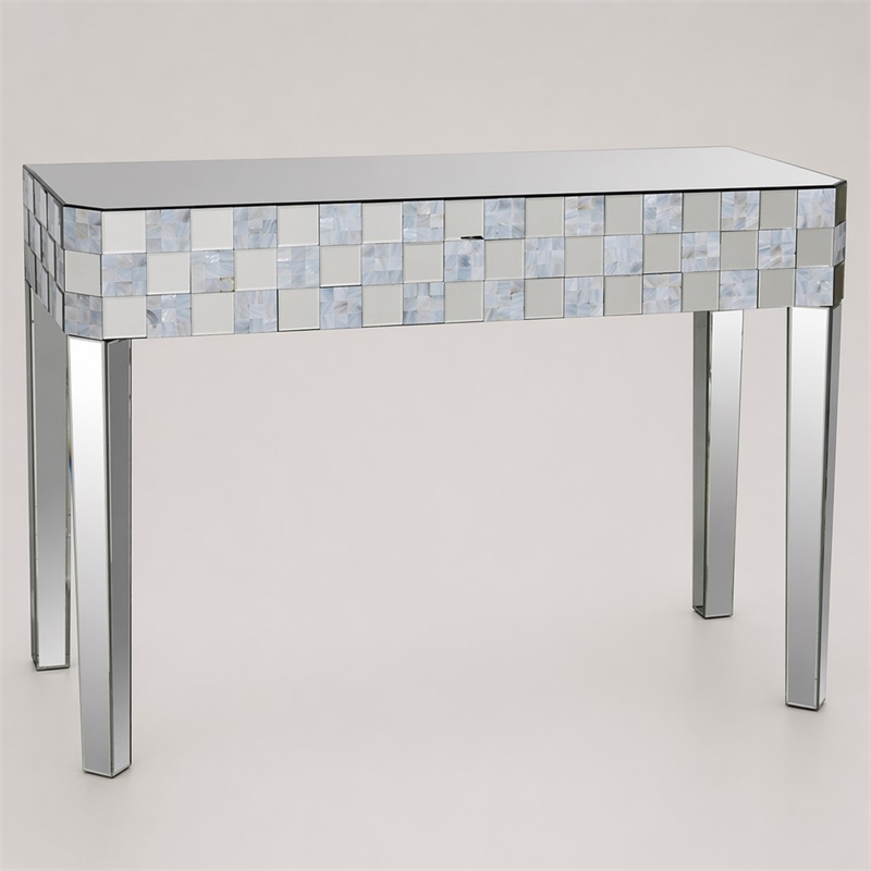 Bowery Hill Rectangular Console Table with Mirrored Finish and Tapered Legs