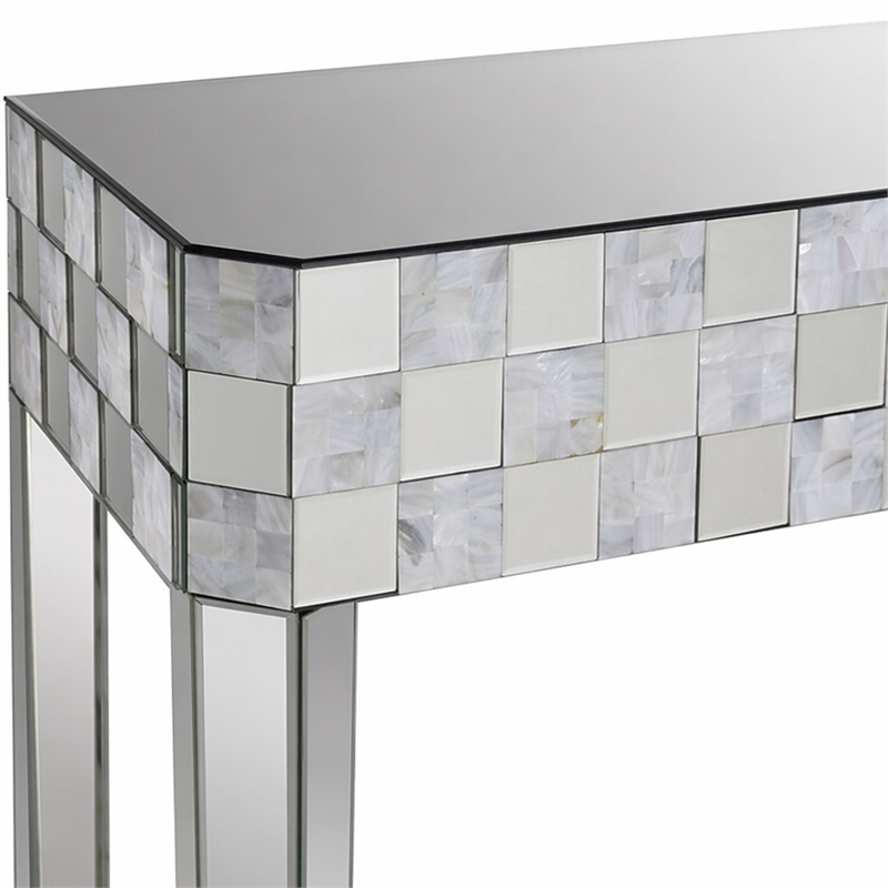Bowery Hill Rectangular Console Table with Mirrored Finish and Tapered Legs