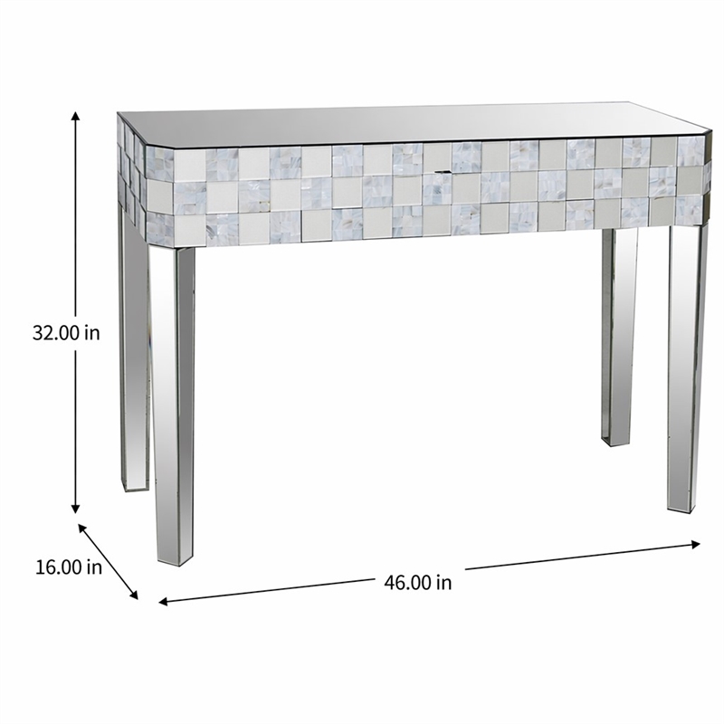 Bowery Hill Rectangular Console Table with Mirrored Finish and Tapered Legs