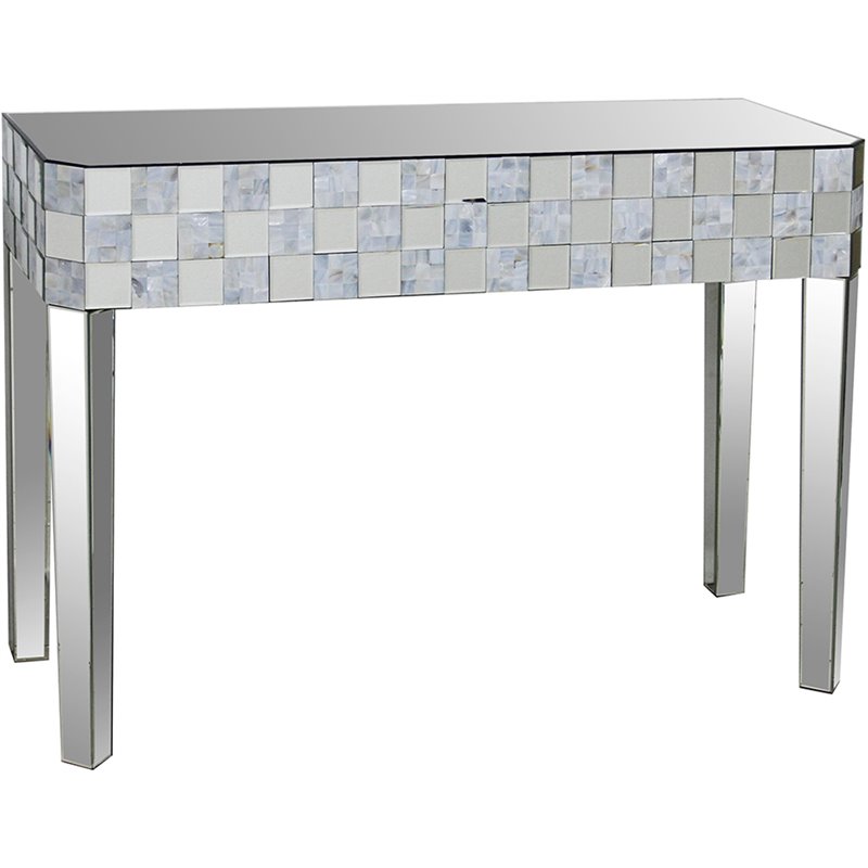 Bowery Hill Rectangular Console Table with Mirrored Finish and Tapered Legs