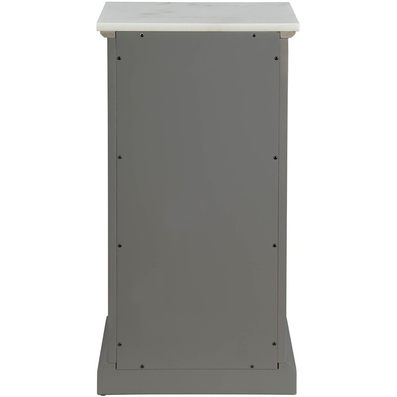 Bowery Hill Wooden 3-Drawer Cabinet with Marble Top in Gray Finish