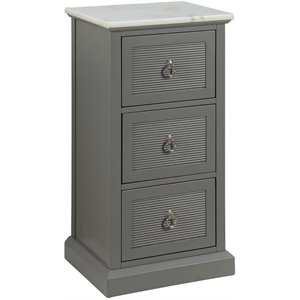 Bowery Hill Wooden 3-Drawer Cabinet with Marble Top in Gray Finish
