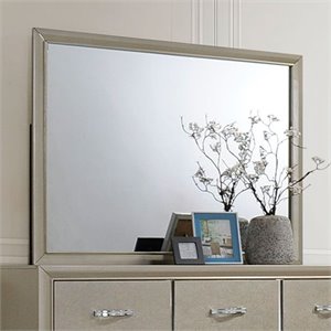 Bowery Hill Wooden Framed Mirror in Champagne Finish