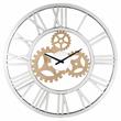Bowery Hill Round Wall Clock with Open Back Metal Frame and Mirror Panels