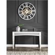 Bowery Hill Round Wall Clock with Open Back Metal Frame and Mirror Panels