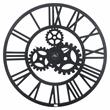 Bowery Hill Round Wall Clock with Open Back Metal Frame and Mirror Panels