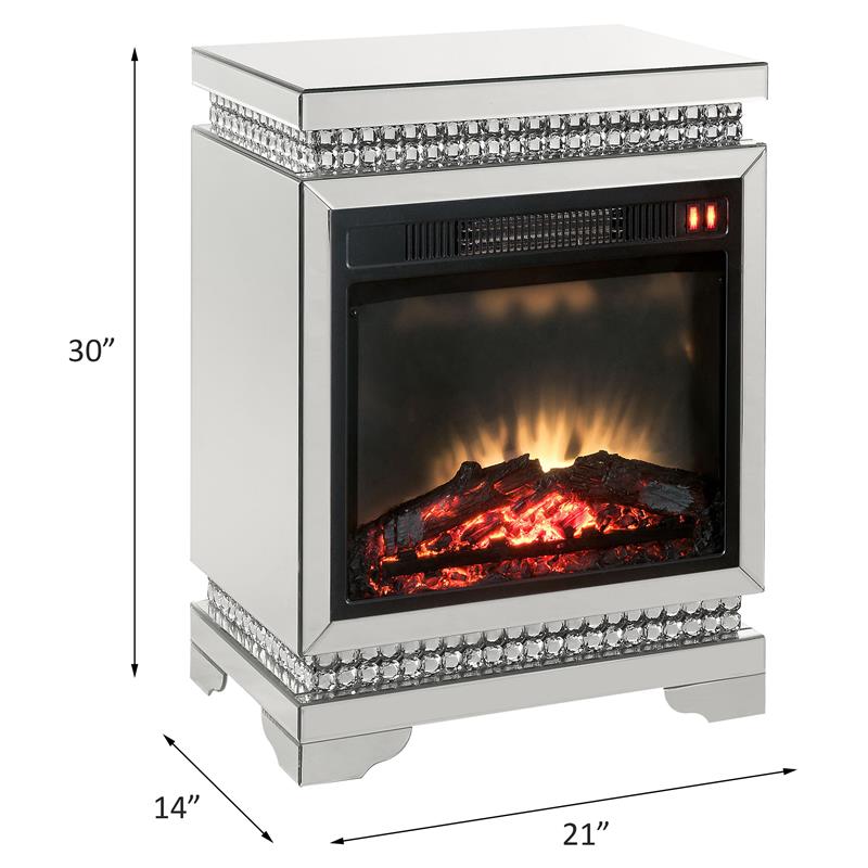 Bowery Hill LED Electric Fireplace with Touch Timer in Mirrored Finish