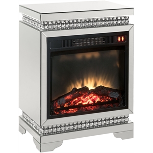 Bowery Hill LED Electric Fireplace with Touch Timer in Mirrored Finish