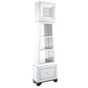 Bowery Hill Mirrored Floor Clock with Quartz Movement and Storage
