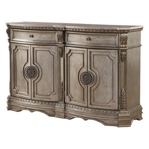 Bowery Hill 2-Drawer Server with 4 Doors and Raised Motifs in Champagne