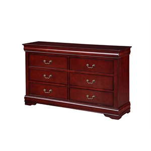 Bowery Hill Rectangular Wood 6-Drawer Dresser in Cherry Finish